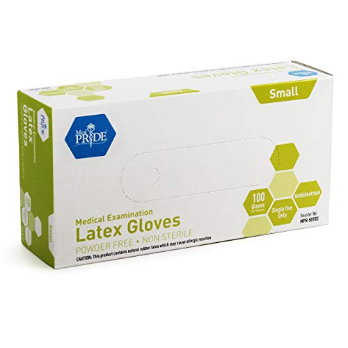 Medpride Medical Exam Latex Gloves| 5 mil Thick, Medium Box of 100 Powder-Free