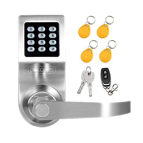 COLOSUS NDL302 Keyless Electronic Trusted Digital Smart Door Lock, Keypad – Smartcode Security, Grant & Control Access for Home, Office, Rental Property, Gym (Silver - 4 Key Fobs)