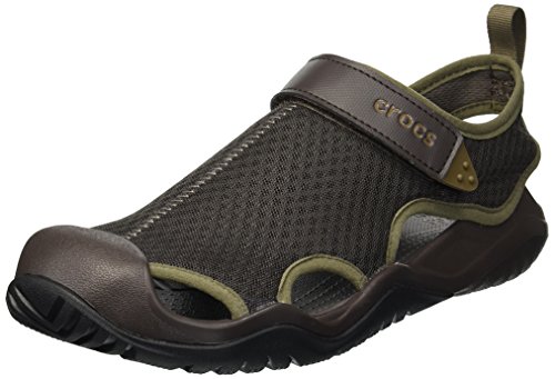 crocs Men's Swiftwater Mesh Deck Sandal Sport, Espresso, 15 M US