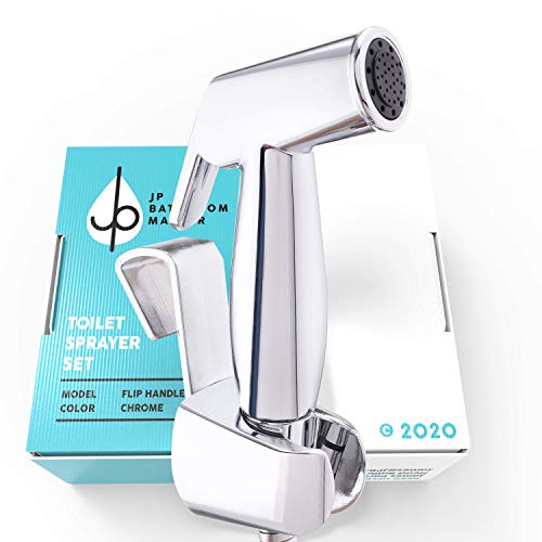 JP's Handheld Bidet Sprayer for Toilets, Bidet and Diaper Sprayer Attachment Installs In Ten Minutes for Home or Rentals, Complete DIY Kit with Adjustable Pressure T-Valve (PALM CONTROL)