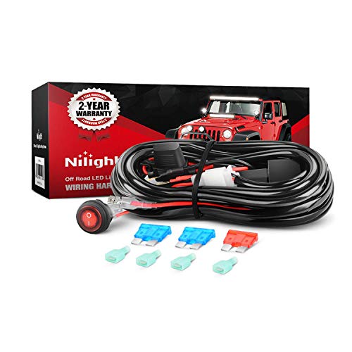 Nilight - NI-WA 02A LED Light Bar Wiring Harness Kit 12V On Off Switch Power Relay Blade Fuse for Off Road Lights LED Work Light,2 years Warranty