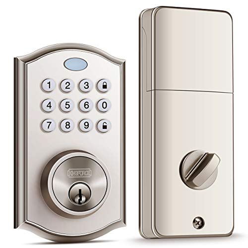 Keypad Deadbolt Lock - Handy to Install & Programme Keypad Deadbolt, Keyless Entry Door Lock with Auto-Alarm & Auto-Lock Function for Safety, 50 Customizable User Codes & Back-Lit Smart Door Lock