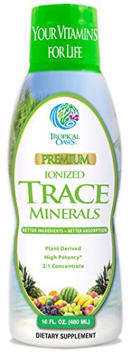 Tropical Oasis - Premium Ionized Plant Based Trace Minerals Liquid Formula- 74 essential minerals in liquid form for up to 96% Absorption - 16 oz, 32 servings