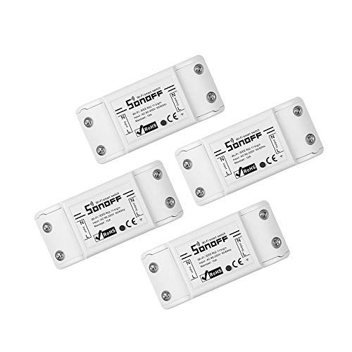 SONOFF Basic R2 Smart WiFi Switch Works with Amazon Alexa Google Assistant IFTTT, No Hub Required, Support LAN Control, Easy and Safe Installation(4-Pack)