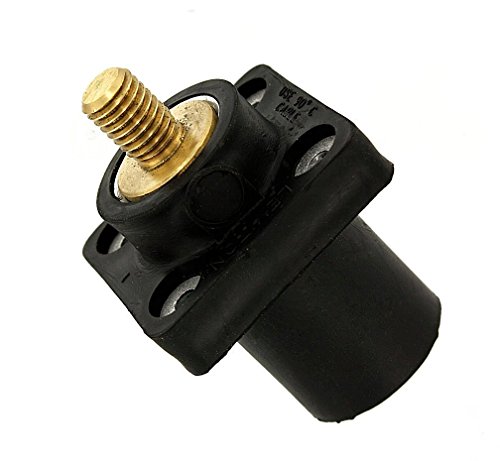 Leviton 16R23-UE 16-Series Taper Nose, Male, Panel Receptacle, 90-Degree, Threaded Stud, Cam-Type Connector, Black