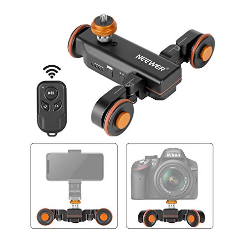 Neewer 3-Wheels Wirelesss Camera Video Auto Dolly，Motorized Electric Track Rail Slider Dolly Car with Remote Control，3 Speed Adjustable for DSLR Camera Camcorder Gopro iPhone and Samsung Phones