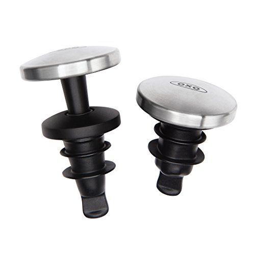 OXO SteeL Expanding Leakproof Wine Stopper, (2 Pack)