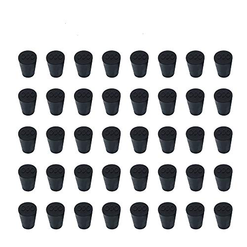 40 Pieces (Same Size) Very Small Solid Rubber Stoppers - Size #000-13mm (0.51in) x 8mm (0.31in) - 17mm (0.66in) Long - Black Lab Plug