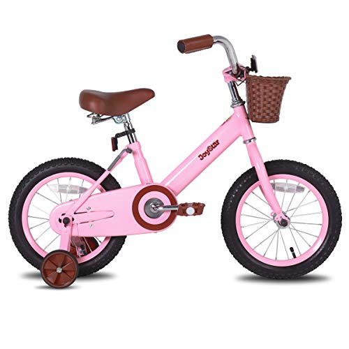 JOYSTAR 14 Inch Kids Bike for 3 4 5 Years Old Girls, Kids Bicycle with Front Basket & Training Wheels for 3-5 Years Child, Pink