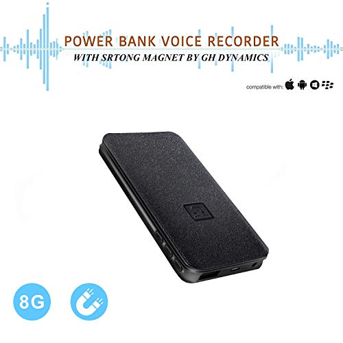 Voice Activated Recorder - 5000mh Battery Life Up to 25 Days Continuous Voice Recording,8GB 94 Hours Recordings Capacity, Functional Portable Charging Device | Build-in Magnet