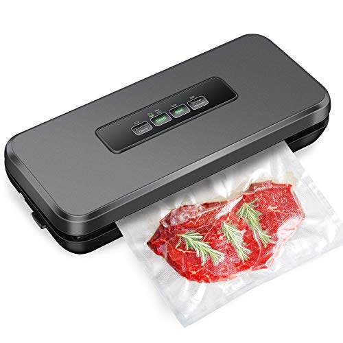 Neeyer Vacuum Sealer Machine, Automatic Food Sealer for Food Savers w/Starter Kit, Dry Moist Food Modes, Easy to Clean, Led Indicator Lights Black