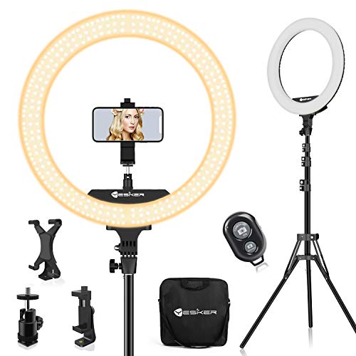 18 Inch Ring Light with Tripod Stand iPad Holder YouTube LED TikTok Ringlight Color Temperature 3200K to 5500K Makeup Ringlights with Phone Holder Carry Bag Camera Video Shoot Selfie Portrait
