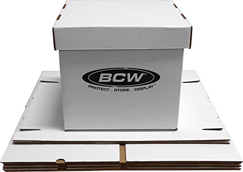 BCW 33 RPM 12' Vinyl Storage Box with Lid | Holds up to 65 LP's or Laser Discs | White (5-Boxes)