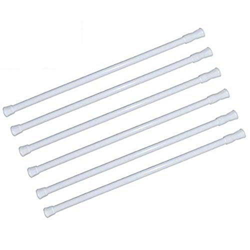 6 Pack Spring Tension Curtain Rod Adjustable Length for Kitchen, Bathroom, Cupboard, Wardrobe, Window, Bookshelf DIY Projects (White - 6 Pack,28' to 48' Adjustable)