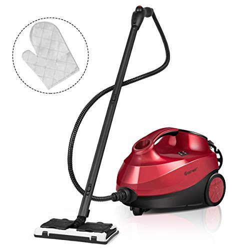 COSTWAY 2000W Multipurpose Steam Cleaner with 19 Accessories, Household Steamer w/ 1.5L Tank for Chemical-Free Cleaning, Heavy Duty Rolling Cleaning Machine for Carpet, Floors, Windows and Cars, Red