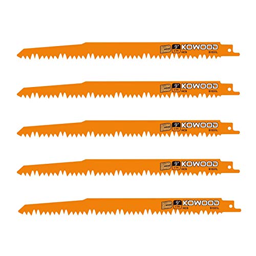 9-Inch Wood Pruning Saw Blades for Reciprocating/Sawzall Saws/Sabre Saws by KOWOOD - 5 Pcs Pack Wood Cutting Set