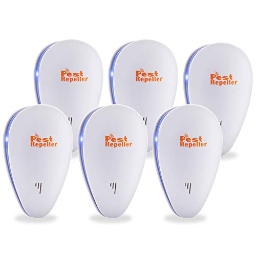 Ultrasonic Pest Repeller, Electronic Plug in Pest Repellent 6 Packs Best Indoor Pest Control, Insect Repellent for Mice, Bugs, Ants, Spiders, Roaches, Flies, Rats, Mosquitos, Non-Toxic