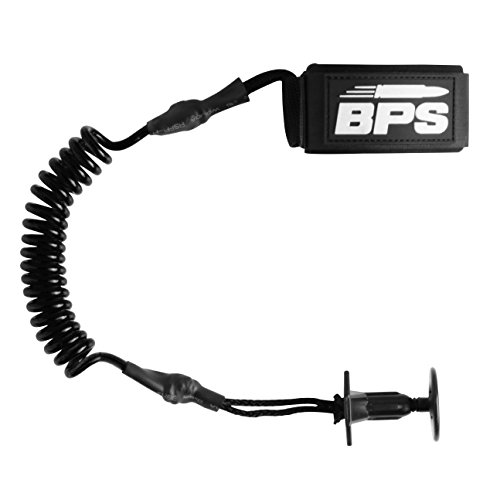 BPS 'Premium' Coiled Bodyboard Kids Adult Arm Leash - Attach to Board Leash Plug (Ebony Black)
