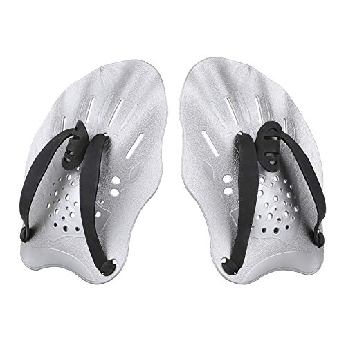 GASHER Contoured Swim Hand Paddles Swimming Training Paddles with Adjustable Straps Swimming Fins White