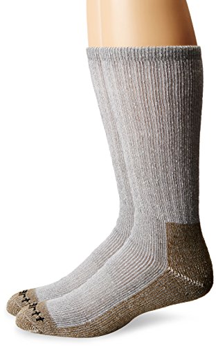 Carhartt Men's 2 Pack Full Cushion Steel-Toe Synthetic Work Boot Socks, Heather Grey, Shoe Size: 6-12
