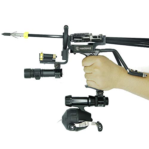HBG Fishing Slingshot Kit Hunting Outdoor Catapult Wrist High Velocity Fishing Arrows Sling Bow Professional Adjustable Shooting Archery Arrows with Rubber Bands,Arrow Brush,Fishing Reel,Flashlight