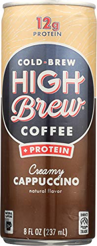 High Brew Cold Brew Coffee, Creamy Cappucino + Protein, 8 Ounce Can (12 Count)