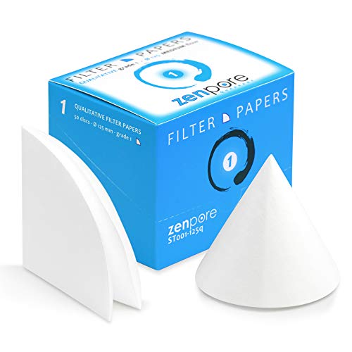 12.5 cm Quadrant-Folded Filter Paper, Pre-Folded (Cones), Qualitative Grade 1 - ZENPORE Medium Flow 125 mm (50 Discs)
