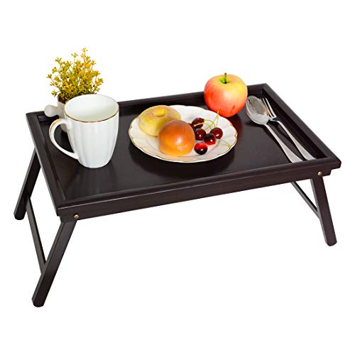 Zhuoyue Bamboo Bed Tray Table - Lap Tray Table for Breakfast in Bed, Dinner Serving Food Eating Tray