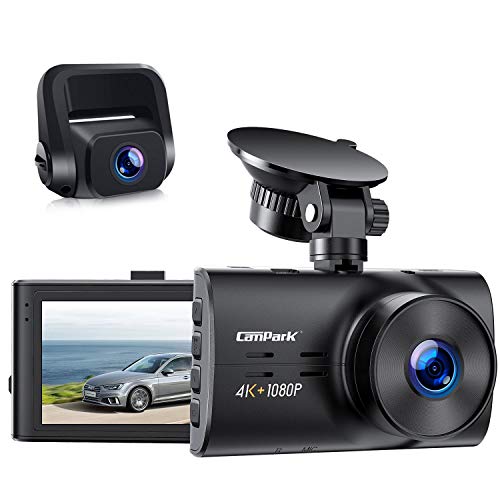 Campark Dual Dash Cam Native 4K&1080P Front and Rear Car Camera, H.265, Night Vision, Loop Recording, Parking Monitor, G-Sensor, Support 256GB