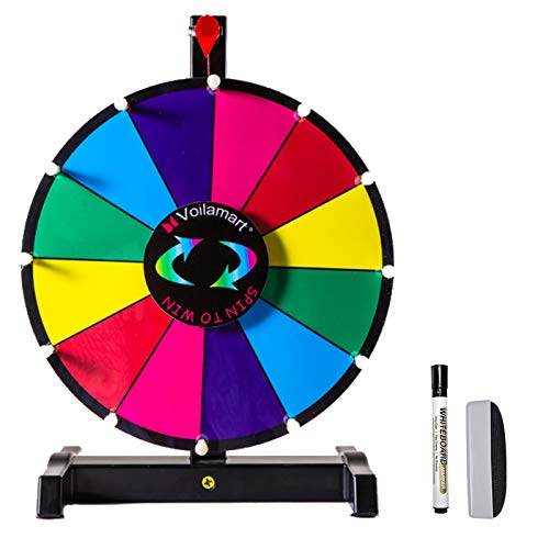Voilamart 12' Tabletop Spinning Prize Wheel 12 Slots with Durable Plastic Base, Dry Erase, 2 Pointer, for Fortune Spin Game in Party Pub Trade Show Carnival