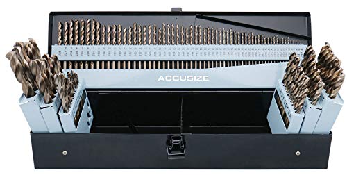 Accusize Industrial Tools M35-H.S.S. plus 5% Cobalt 115 Pc Professional Drill Bit Set, 135 Deg Split Point, 3-In-1, 1/16-1/2'', Number 1 to 60, A to Z