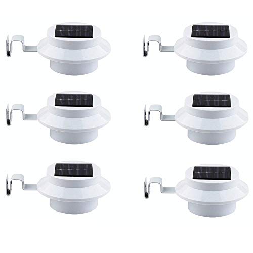 FALOVE 6 Pack Deal - Outdoor Solar Gutter LED Lights - White Sun Power Smart Solar Gutter Night Utility Security Light