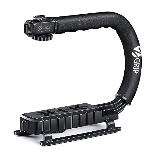 Zeadio Video Action Stabilizing Handle Grip Handheld Stabilizer with Hot-Shoe Mount for Canon Nikon Sony Panasonic Pentax Olympus DSLR Camera Camcorder