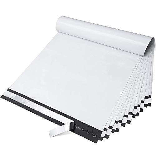 Fuxury 14.5x19 Inches 100pc White Poly Mailers Shipping Envelops Self Sealing Envelopes Boutique Custom Bags Enhanced Durability Multipurpose Envelopes Keep Items Safe Protected