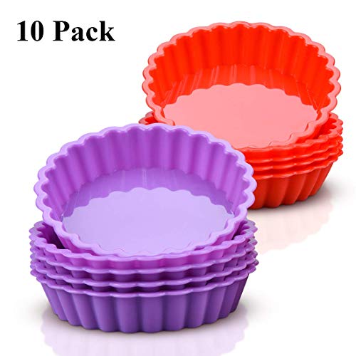 Silicone Quiche Pan, Mini Pie Pan Non-stick Round Silicone Baking Molds 10 Packs