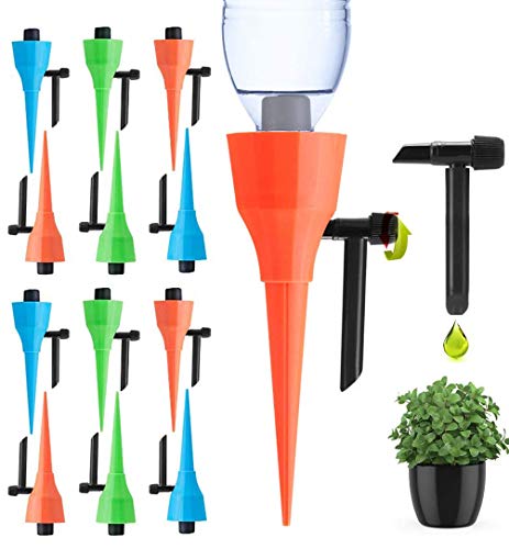 2020 NewPlant Self Watering Spikes Devices, Automatic Irrigation Equipment Plant Waterer with Slow Release Control Valve, Plant Self Waterer with Constant Water Pressure & Anti-Stop Dripping Design