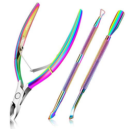 KENED Nail Care Kit - 3 in 1 Manicure Set - Cuticle Nipper, Cuticle Cutter and Cuticle Scrapper - Perfect Nail Care At Home - Stylish and Efficient Nail Tools