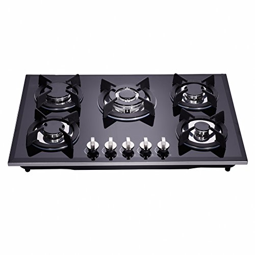 Deli-kit 30 inch Gas Cooktops Dual Fuel Sealed 5 Burners Drop-In Tempered Glass Gas Hob DK157-A01S Gas Cooktop