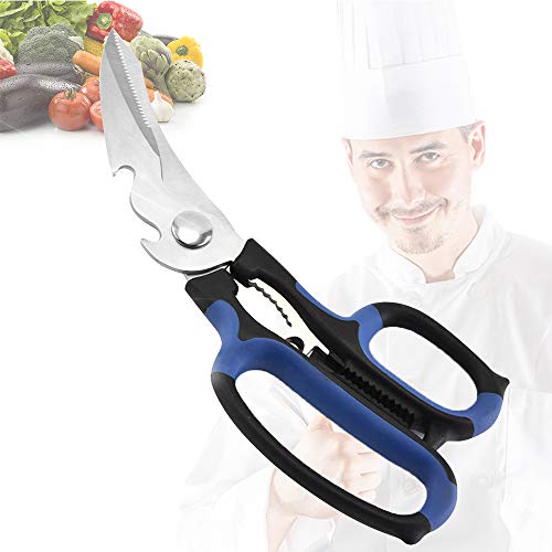[Latest 2020] Kitchen Scissors Heavy Duty-CURVED Blade for Cutting Chicken Bones,NO RUST Stainless Steel Kitchen Shears,Dishwasher Safe Cooking Knives for Poultry (Peeler +3yrs Warranty)