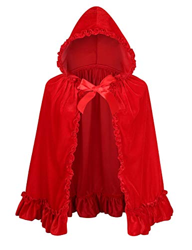 Colorful House Velvet Red Riding Hooded Cape Halloween Christmas Cloak(22'/56cm, Little red Riding Hood)