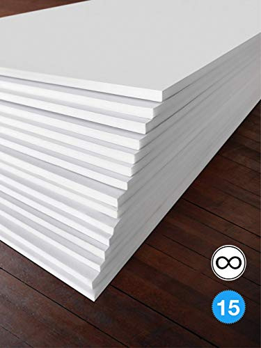 Excelsis Design, Pack of 15, Foam Boards (Acid-Free), 8x10 Inches (Many Sizes Available), 1/8 Inch Thick Mat, White with White Core (Foam Core Backing Boards, Double-Sided Sheets)