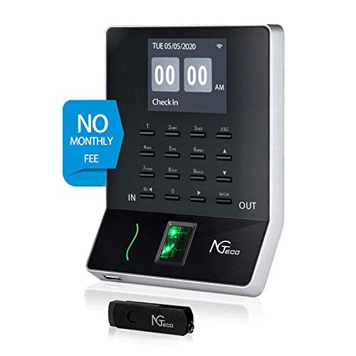 Time Clocks for Employees Small Business, Upgraded W2 Wi-Fi Biometric Fingerprint Digital Time Attendance Terminal Clock Machine, Office Punch Clock in with APP for iOS and Android (0 Monthly Fees)