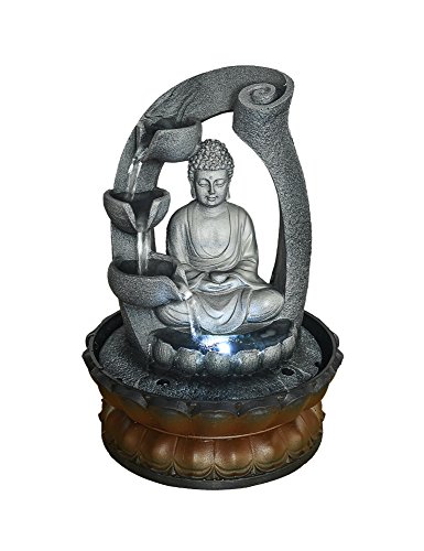 SunJet Buddha Fountain Fengshui Indoor Decoration – Zen Meditation Tabletop Decorative Waterfall Kit with Submersible Pump for Office and Home Decor