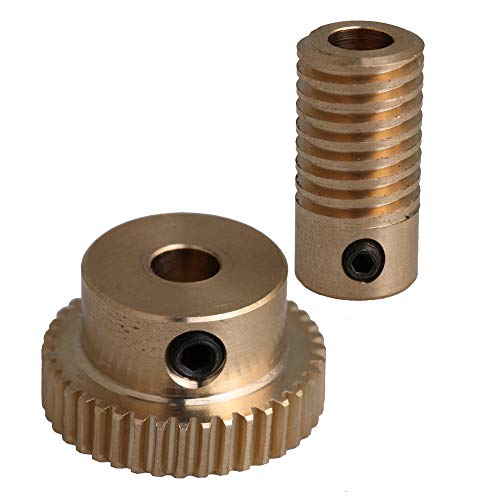 CNBTR 40T Brass Worm Gear Wheel & 5mm Hole Diameter Worm Gear Shaft Kits 0.5 Modulus Set 1:40 Reduction Ratio Drive Gear Box