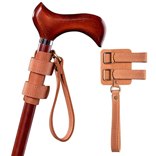 Universal Walking Stick Wrist Strap Leather - Brown Handmade Walking Cane Cords