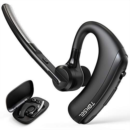 Bluetooth Headset,TOKSEL aptX HD Bluetooth Earpiece 24 Hrs Talktime with CVC8.0 Dual Mic Noise Cancelling Hands-Free Wireless Earphones for Business Driving Office Home Compatible with Cell Phones PC