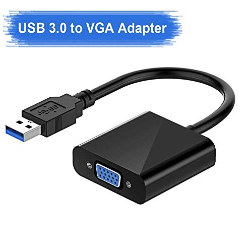 USB to VGA Adapter, USB 3.0/2.0 to VGA Adapter Multi-Display Video Converter- PC Laptop Windows 7/8/8.1/10,Desktop, Laptop, PC, Monitor, Projector, HDTV, Chromebook. No Need CD Driver. (Black)