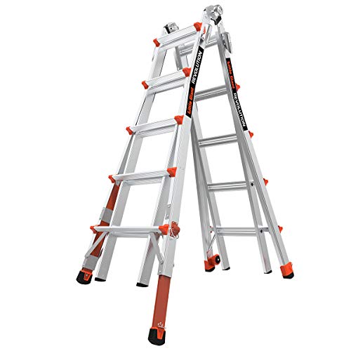 Little Giant Ladders, Revolution with Ratchet Levelers, M22, 22 ft, Multi-Position Ladder, Ratchet leg levelers, Aluminum, Type 1A, 300 lbs weight rating (12022-801)
