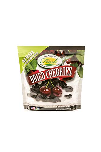 Dried Dark Sweet Cherries, 32oz Bag, No Added Sugar, Sunrise Fresh Dried Fruit Co.