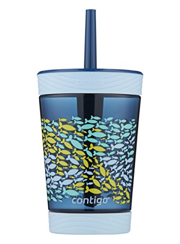 Contigo Kids Tumbler with Straw | Spill-Proof Tumbler with Straw for Kids, 14oz, Nautical Blue